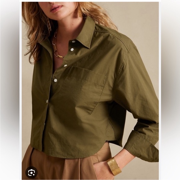 Banana Republic Boxy Cropped Button Down Shirt - Picture 1 of 9